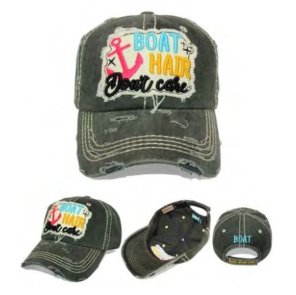 Boat Hair Don't Care Cap, Women's Trucker Cap Distressed, Vintage Baseball Cap - Picture 4 of 4